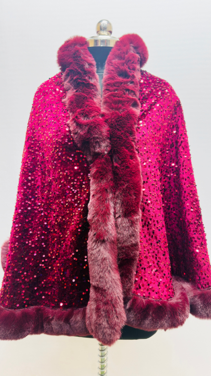 Luxurious One Size Fit to All Winter Faux Fur Cape FC1530