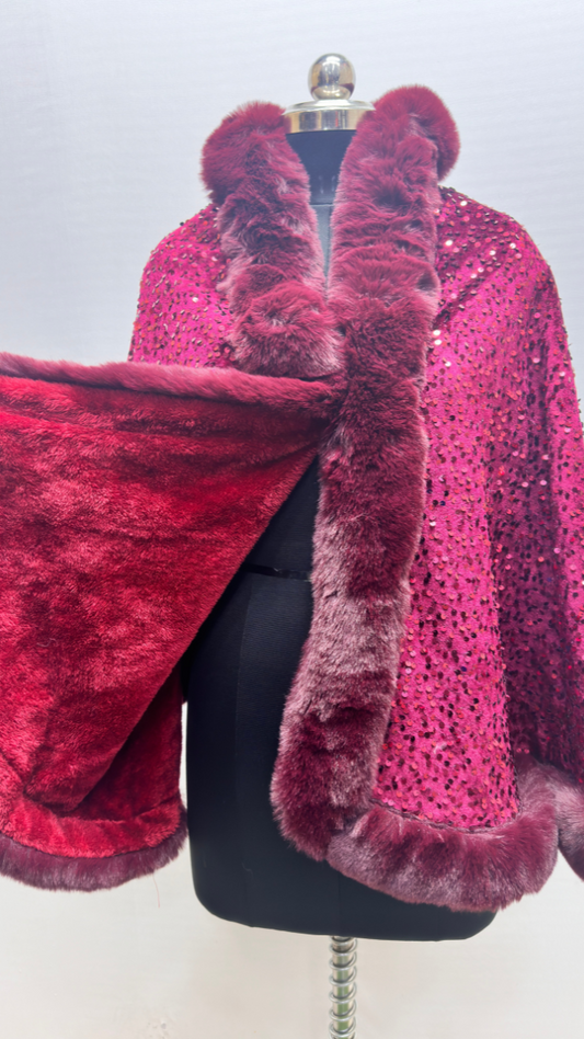 Luxurious One Size Fit to All Winter Faux Fur Cape FC1530