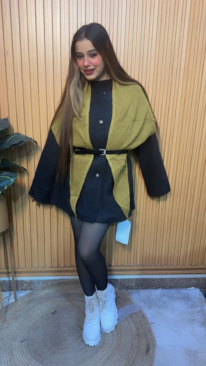 Luxury Coat With Belt And Shawl FC2055