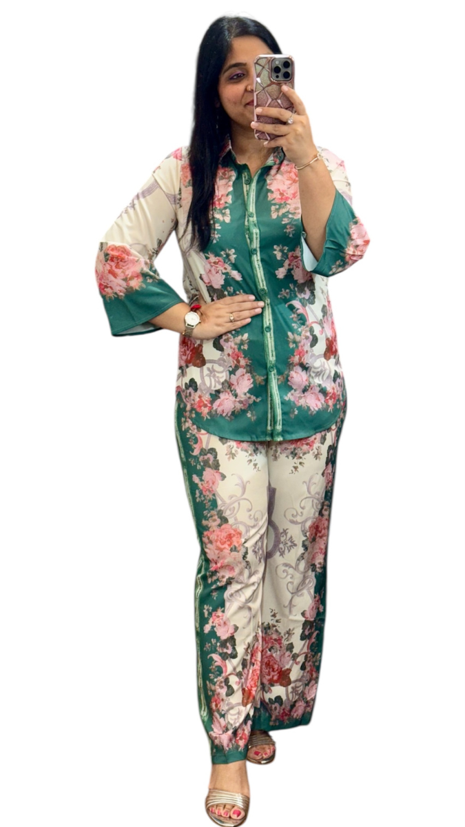 Mid Length Sleeve Printed Coord Set FC1892