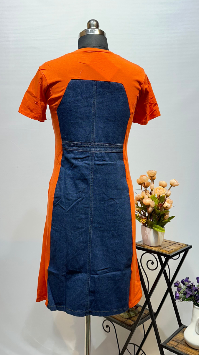 Mixed Uneven Denim Maxi Dress FC