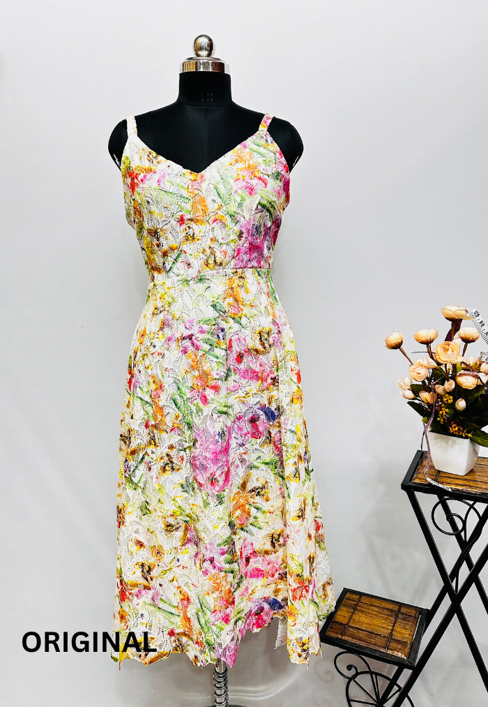 Multicolor Floral Embroidered Dress