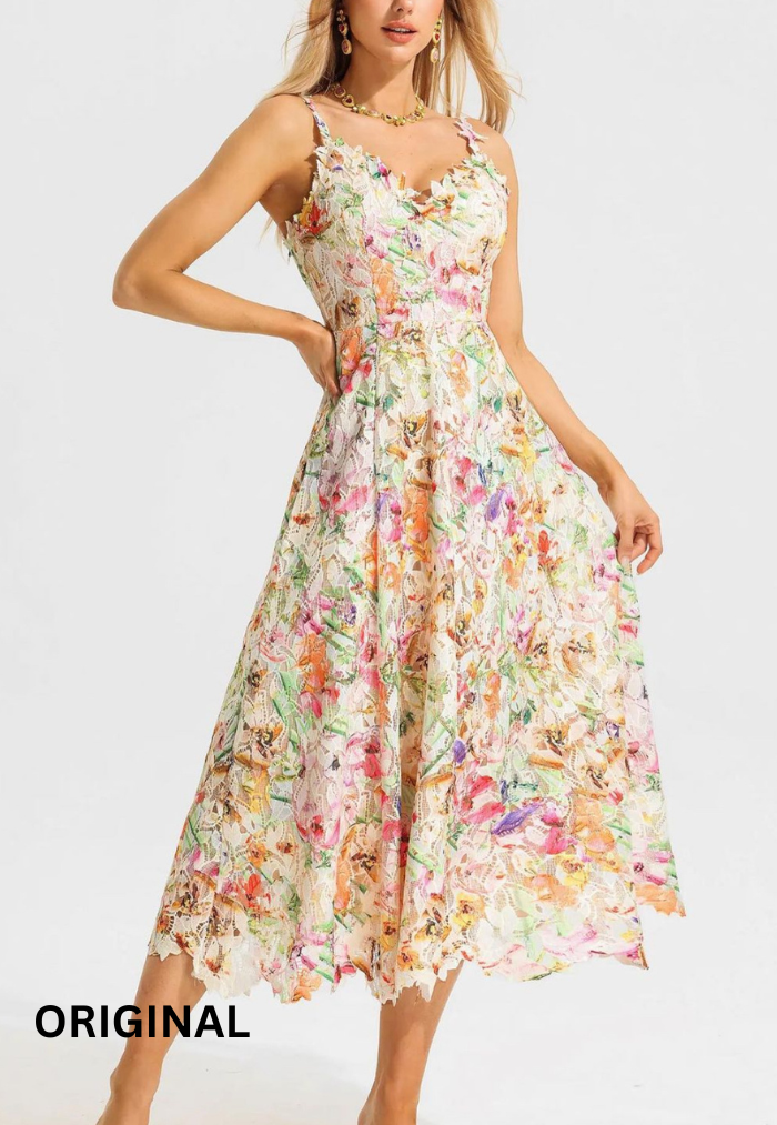 Multicolor Floral Embroidered Dress