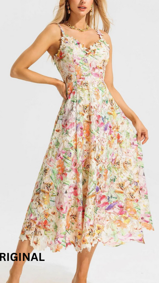 Multicolor Floral Embroidered Dress