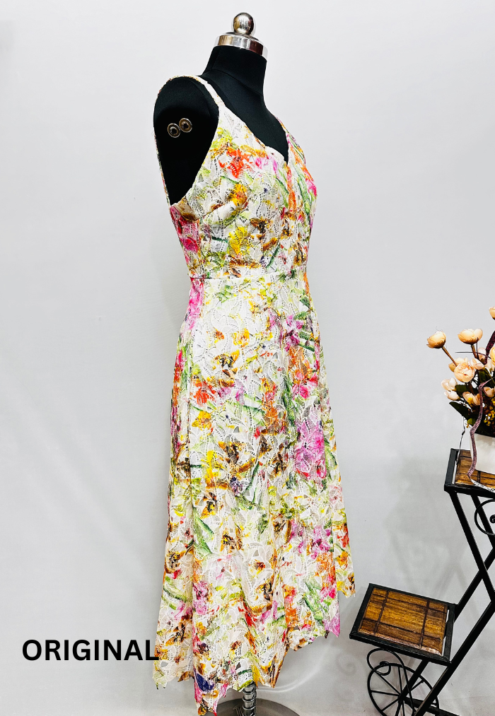 Multicolor Floral Embroidered Dress