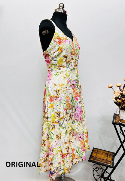 Multicolor Floral Embroidered Dress