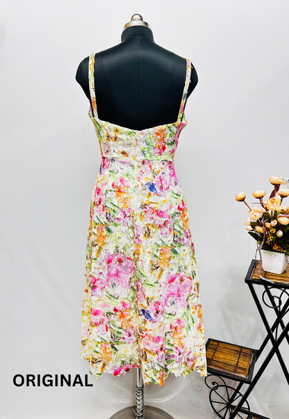 Multicolor Floral Embroidered Dress