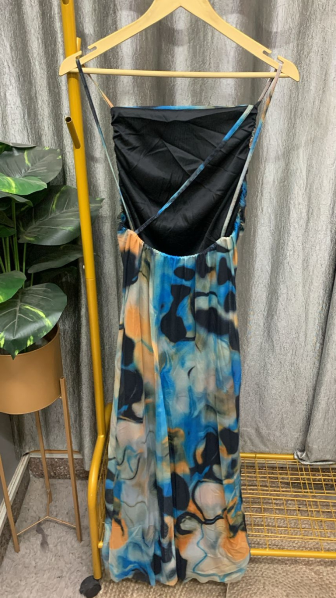 Multicolor Strap Sleeve Bodycon Dress FC2354