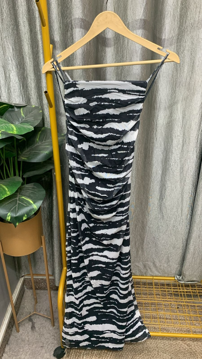 Multicolor Strap Sleeve Bodycon Dress FC2354
