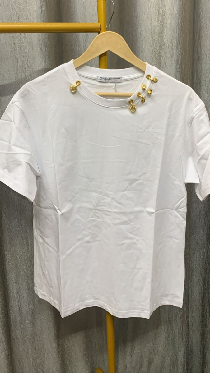 Neckline Designed Half Sleeve Top FC2279