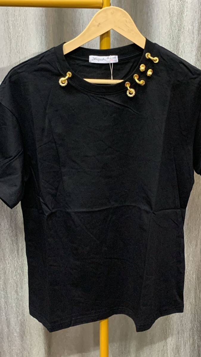 Neckline Designed Half Sleeve Top FC2279
