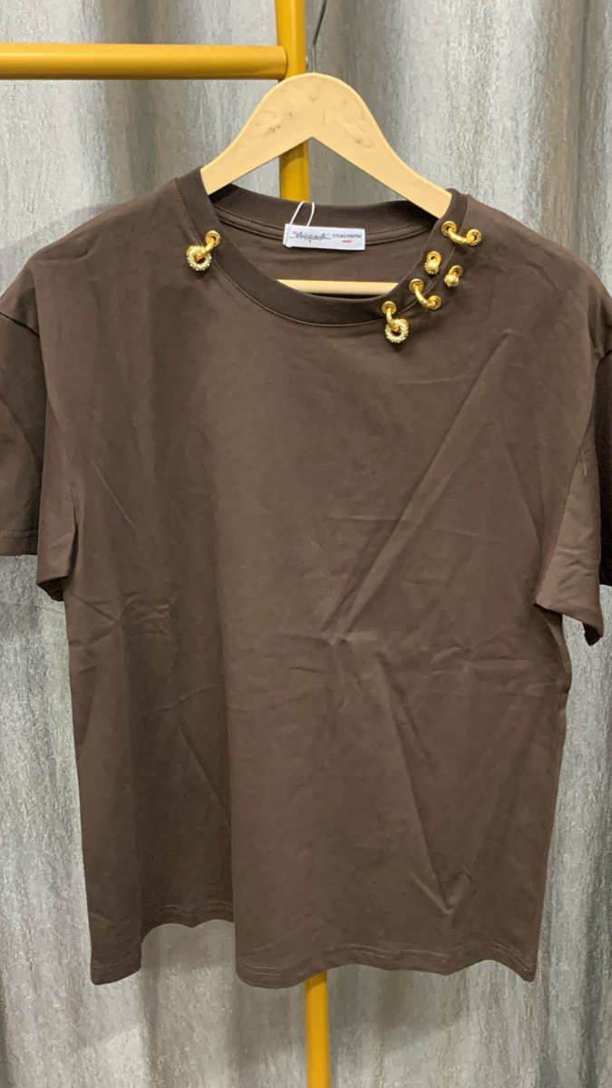 Neckline Designed Half Sleeve Top FC2279