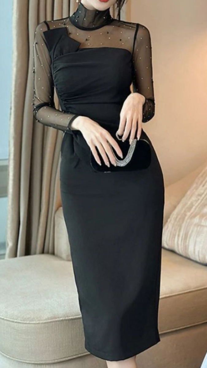 Net Sleeves Dress FC1216