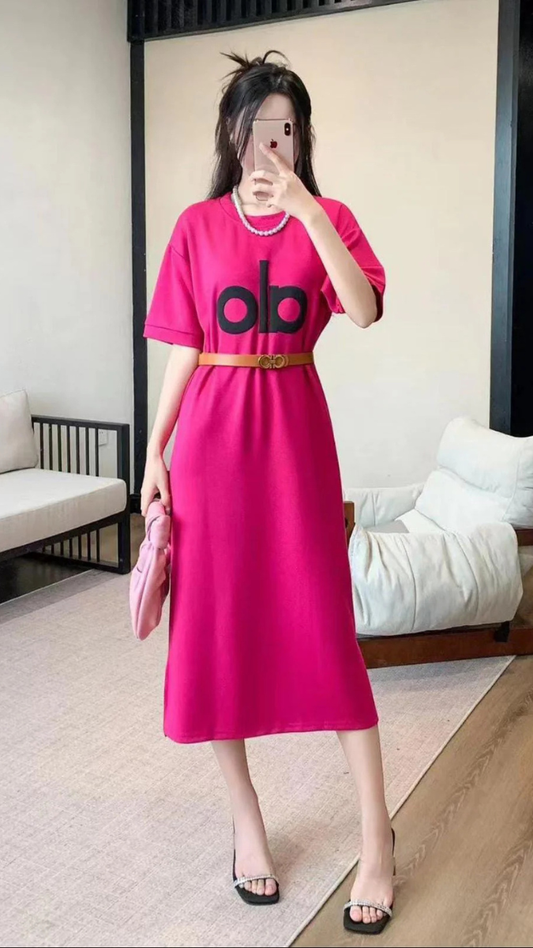 ALO Printed Round Neck Half Sleeve A- Line Dress FC2024