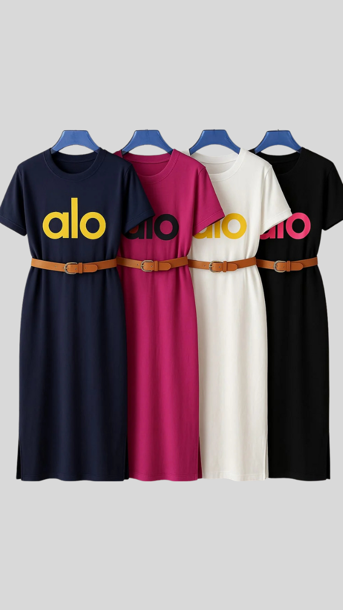 ALO Printed Round Neck Half Sleeve A- Line Dress FC2024