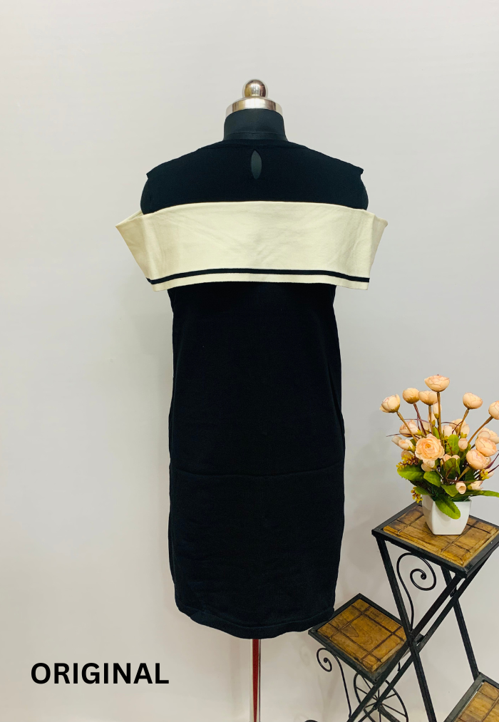 Off Shoulder Black Midi Dress