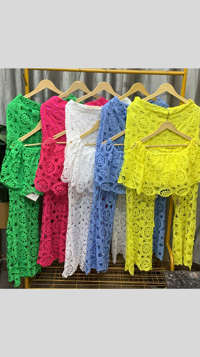Off Shoulder Crop Top And Loose Pant Coord Set FC2393