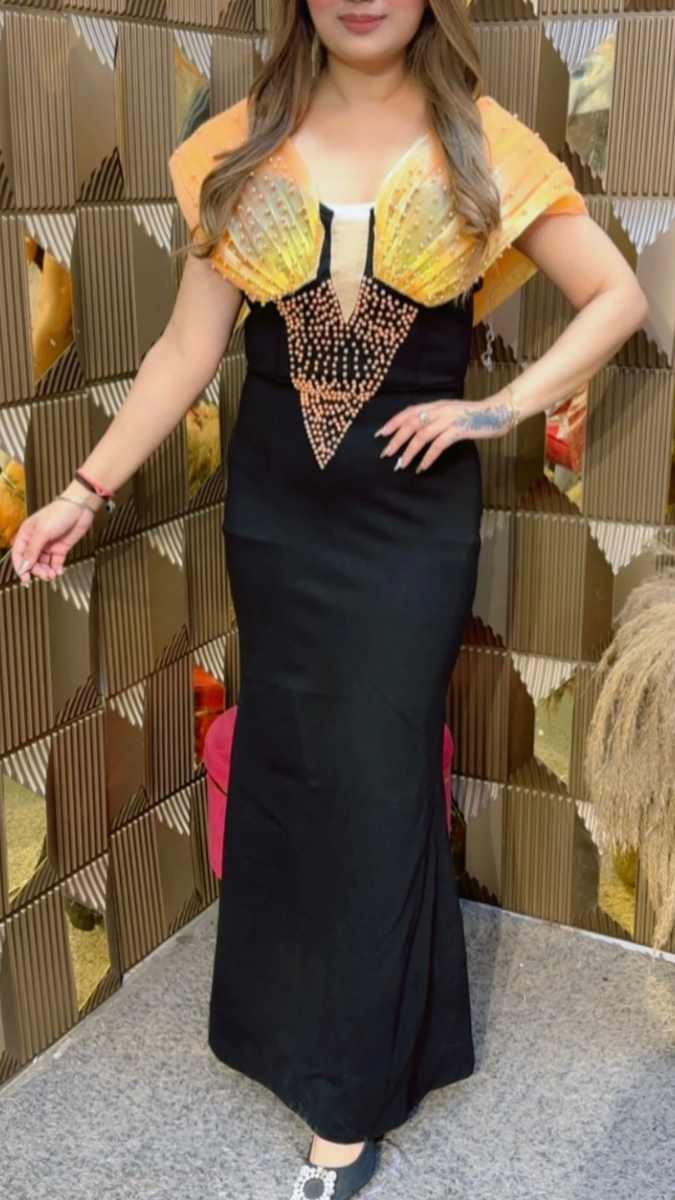 Off Shoulder Pearl Designed Bodycon Dress FC2012