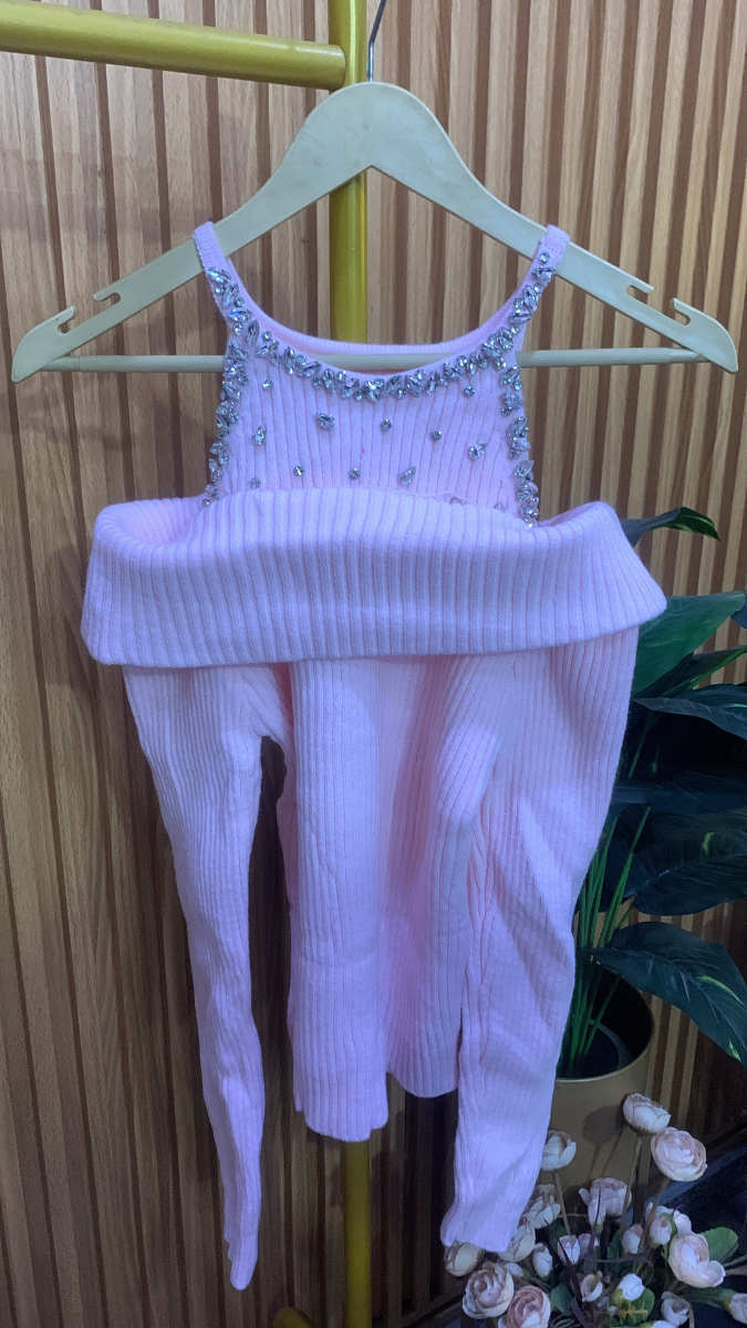 Off Shoulder With Crystal Embedded Neckline Top FC2038