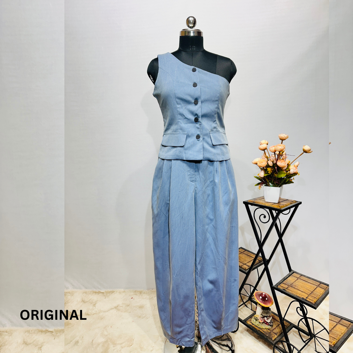 One Shoulder Denim Co-Ord Set