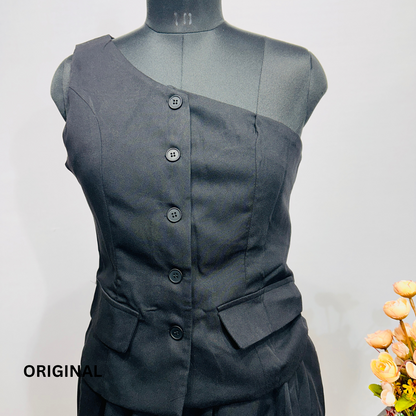 One Shoulder Denim Co-Ord Set