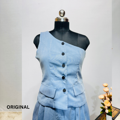 One Shoulder Denim Co-Ord Set