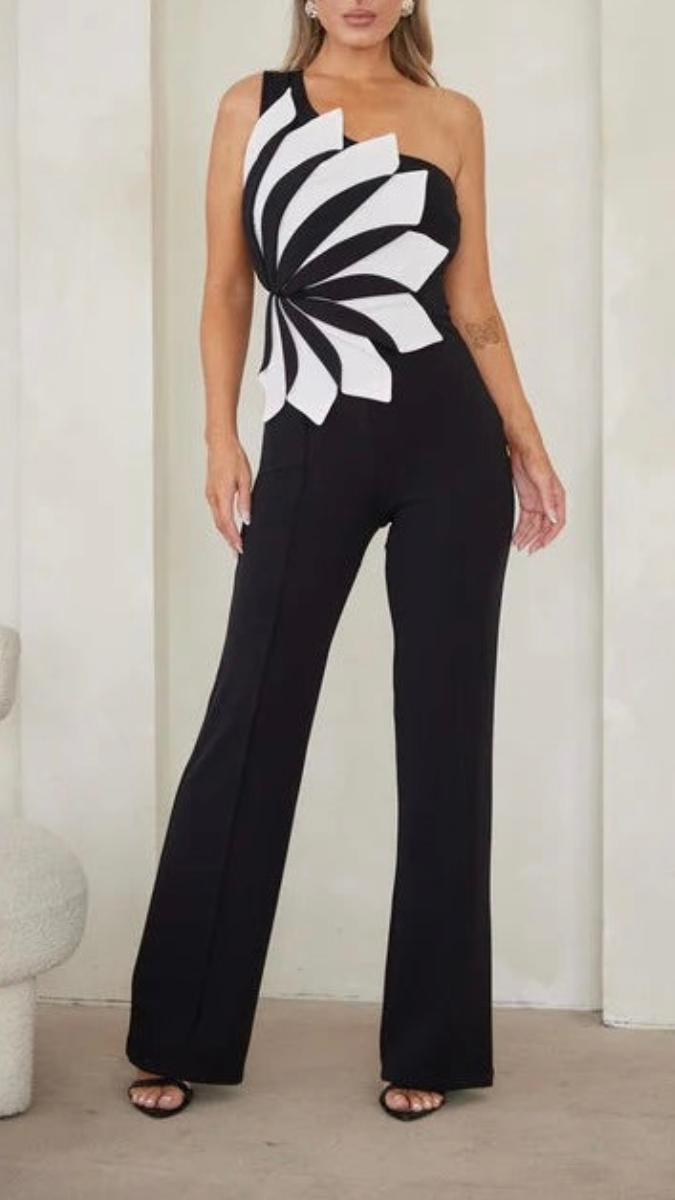 One Shoulder Petal Embedded Jumpsuit FC1931