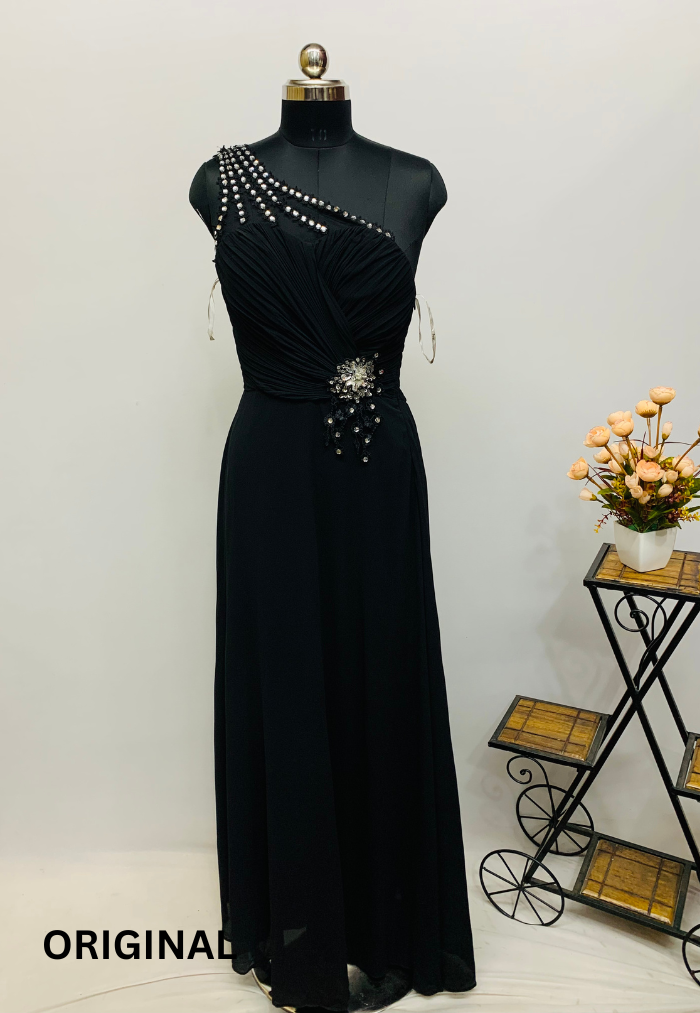 One Shoulder Rhinestone Dress 