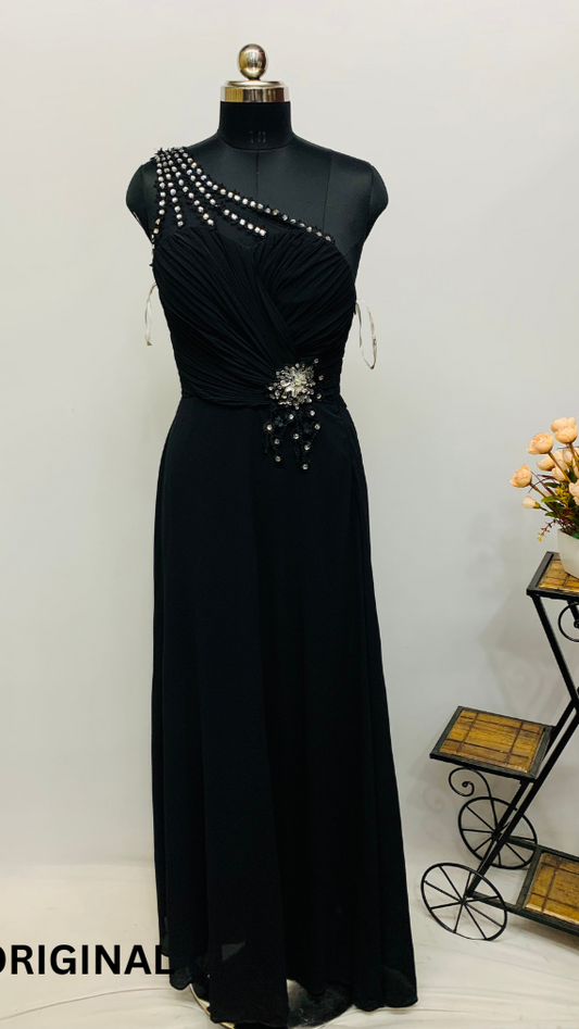 One Shoulder Rhinestone Dress 