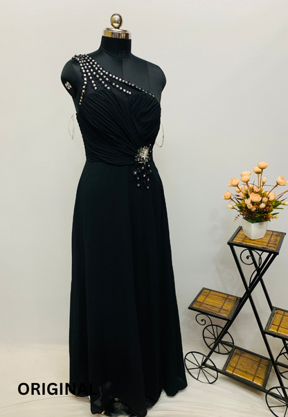 One Shoulder Rhinestone Dress 