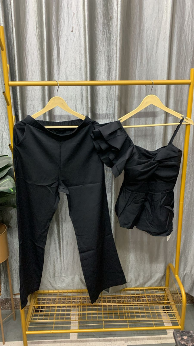 One Shoulder Ruffle Top With Pant Coord Set FC2488