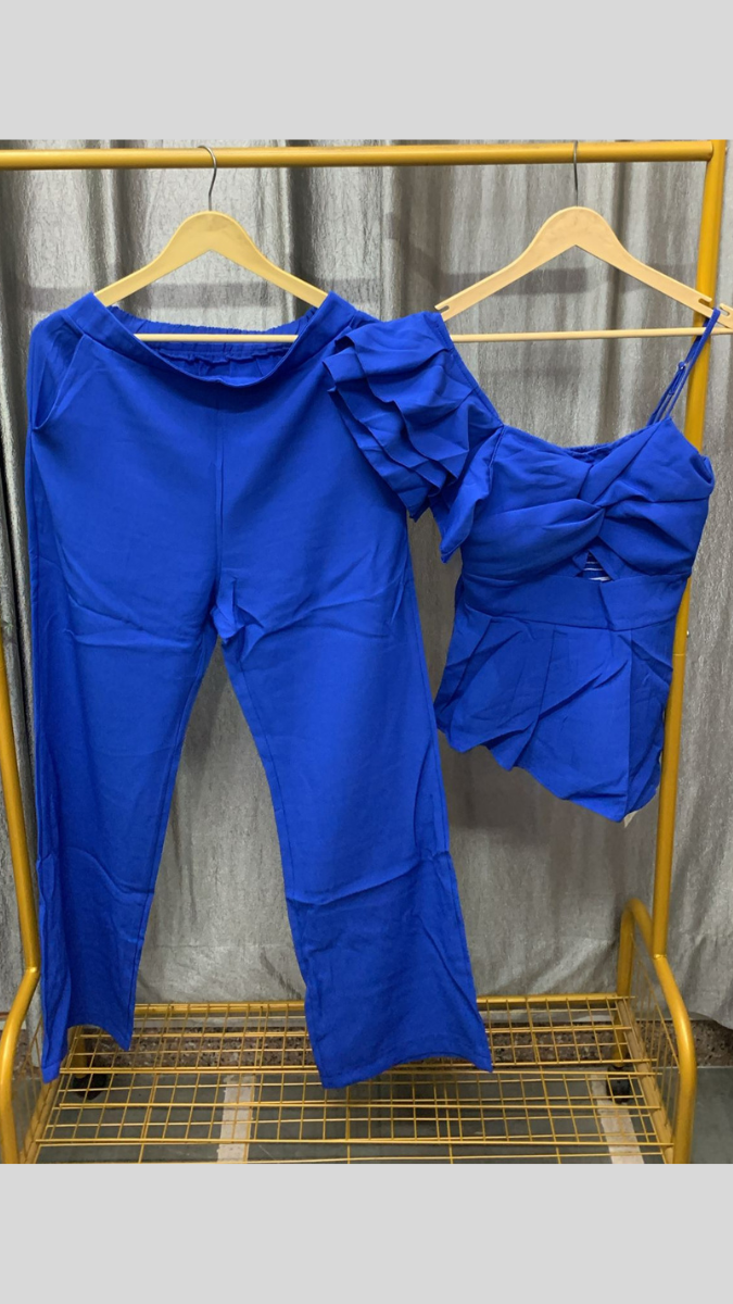 One Shoulder Ruffle Top With Pant Coord Set FC2488