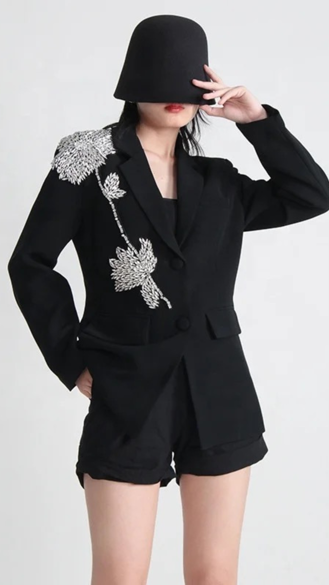 One Shoulder Stone Design Blazer FC1641