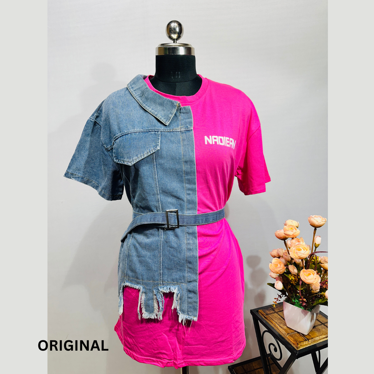 One Side Denim Dress