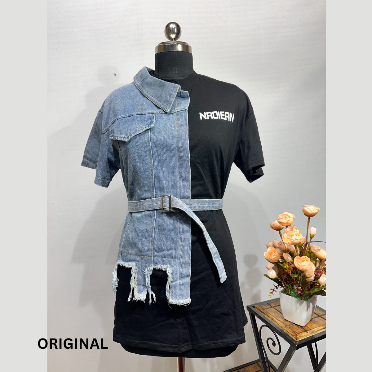 One Side Denim Dress