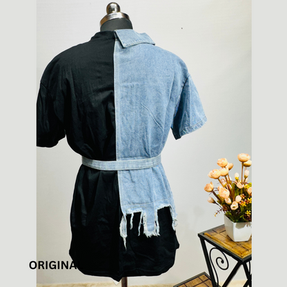 One Side Denim Dress