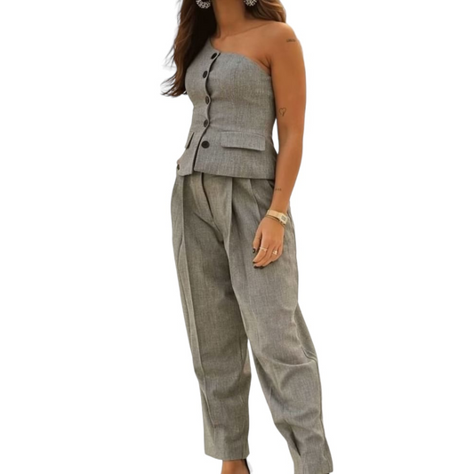 One Shoulder Denim Co-Ord Set