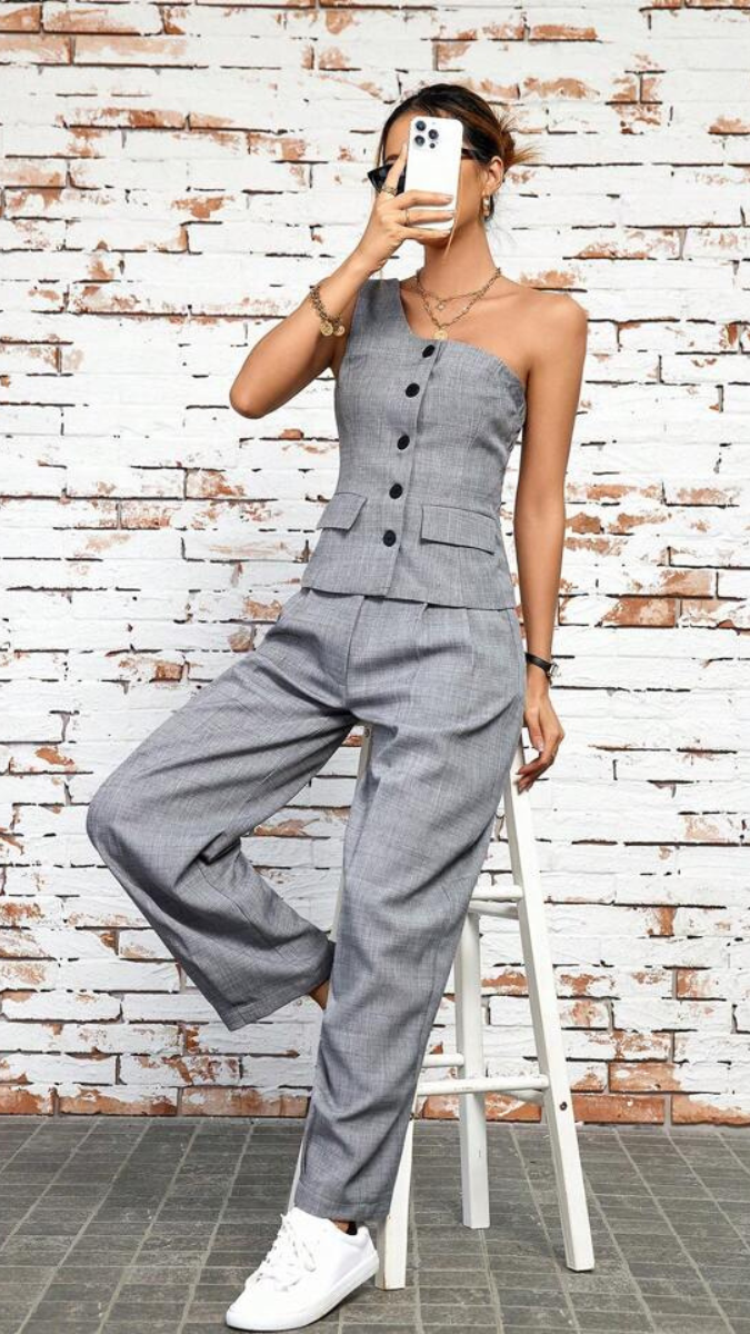 One Shoulder Denim Co-Ord Set FC1032