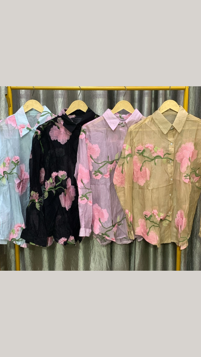 Peach Blossom Embroidery Shirt FC2191