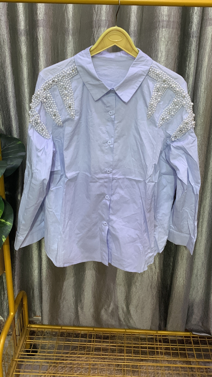Pearl Designed Shoulder Cotton Shirt FC2145