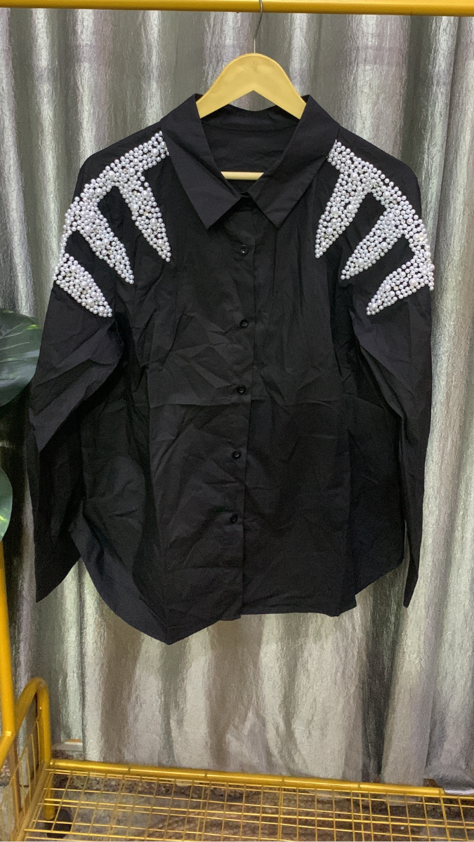 Pearl Designed Shoulder Cotton Shirt FC2145