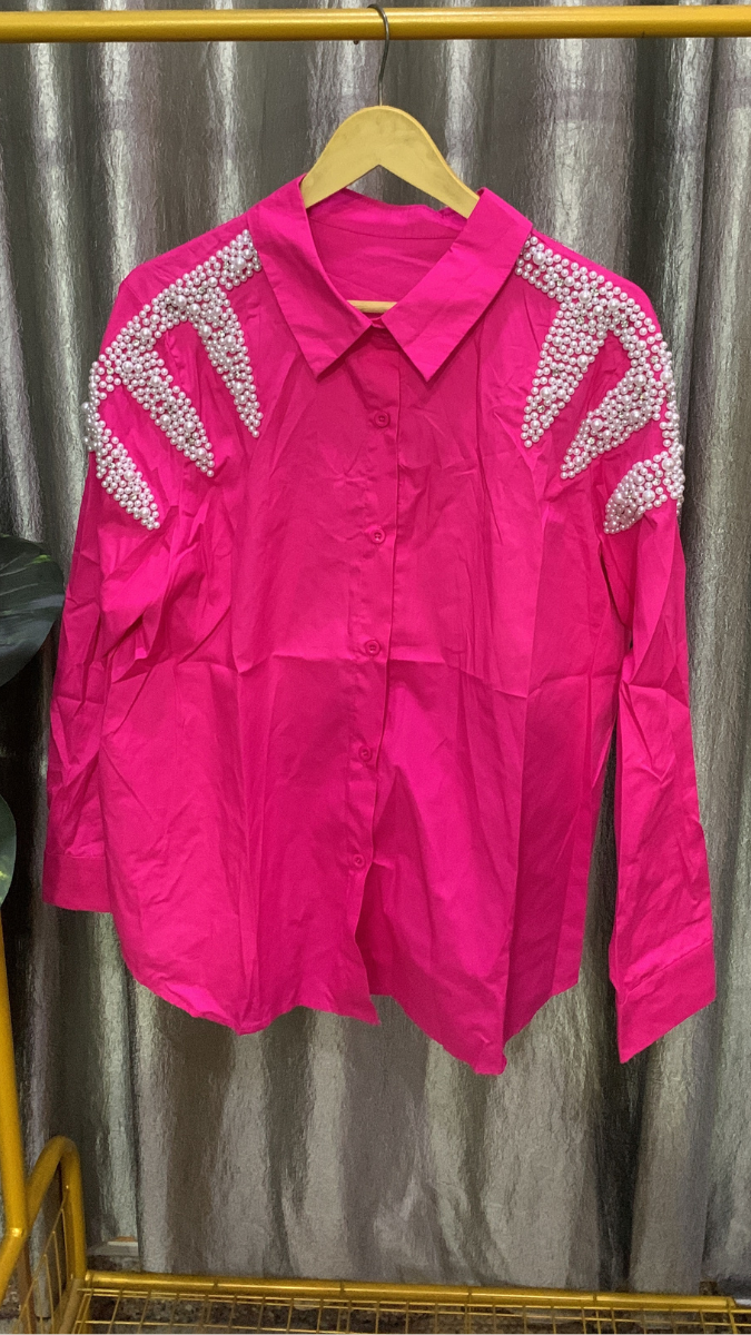 Pearl Designed Shoulder Cotton Shirt FC2145