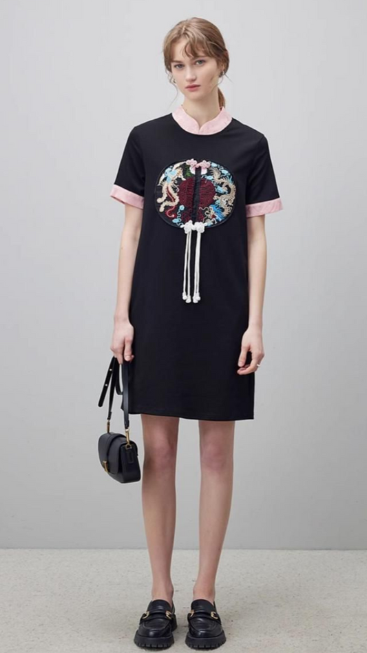 FC Pearl Detail Contrast Cuff Dress