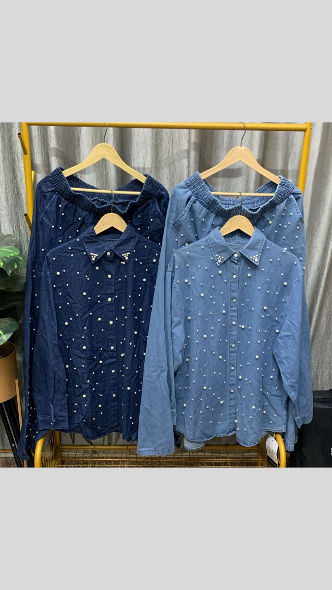 Pearl Embedded Shirt And Pant Coord Set FC2291