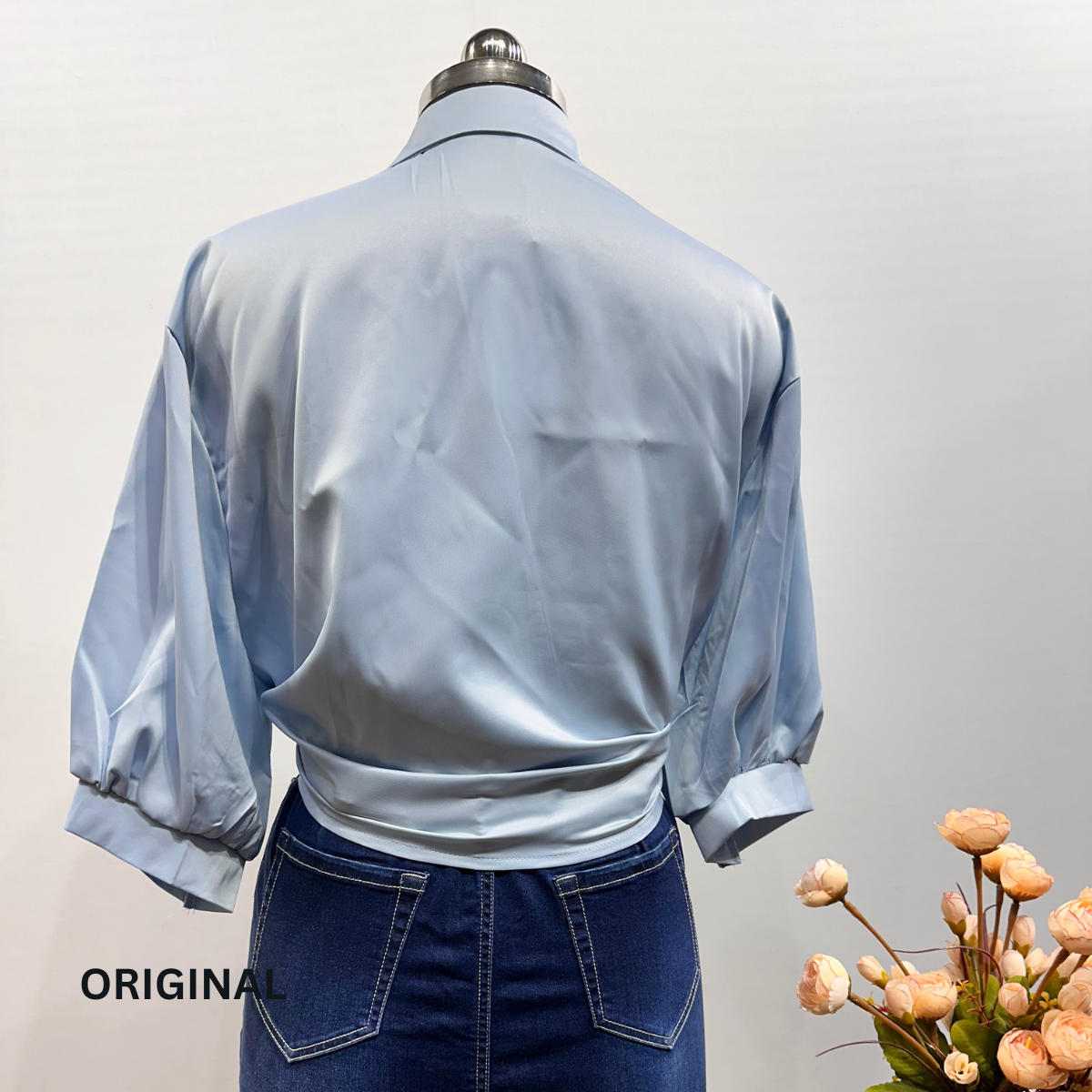 Plain Knotted Satin Shirt