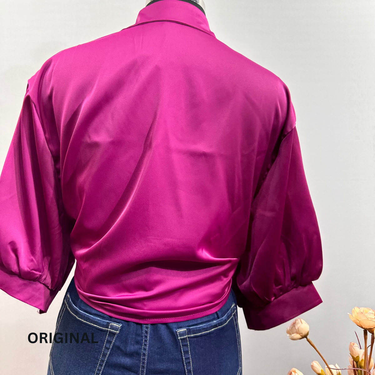 Plain Knotted Satin Shirt