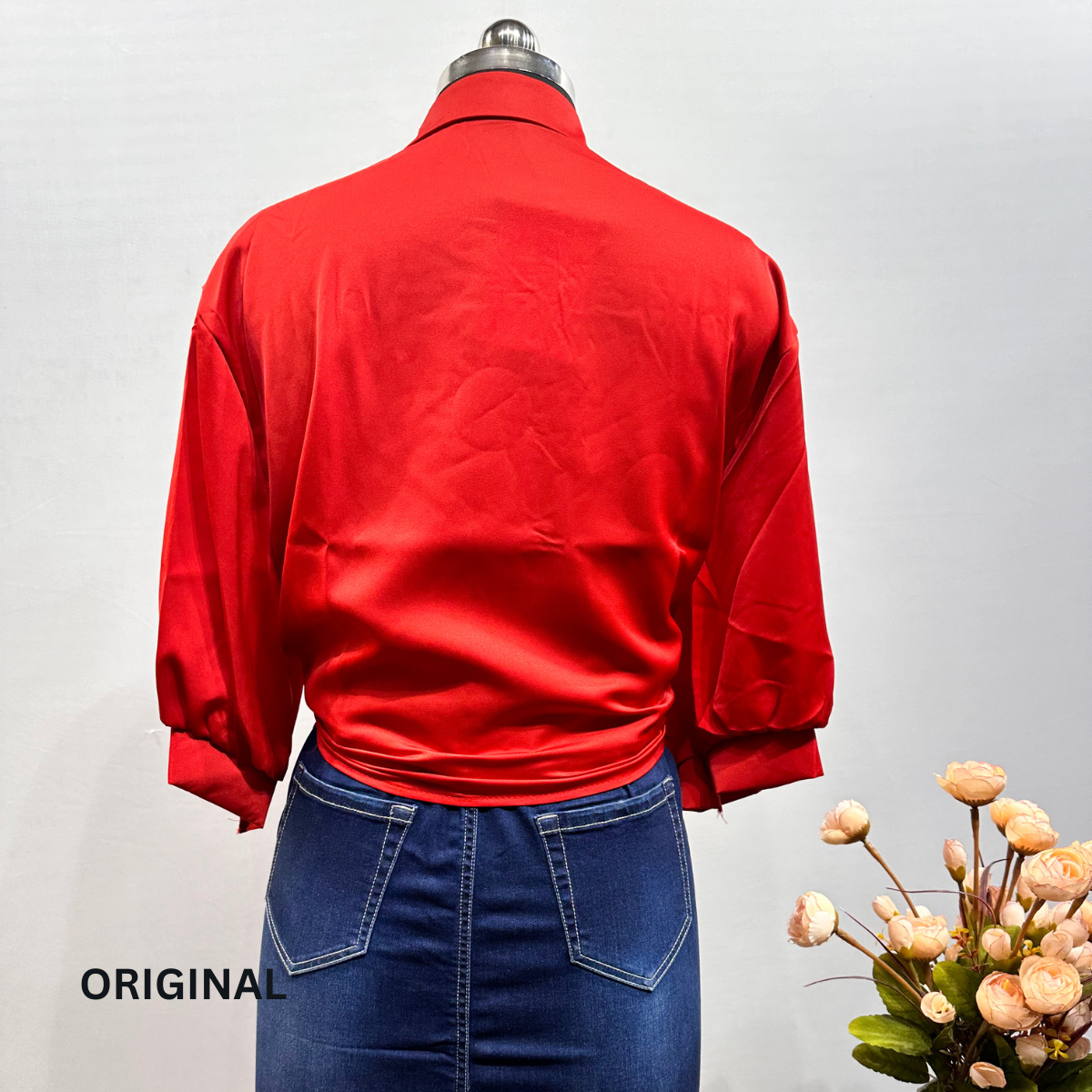 Plain Knotted Satin Shirt