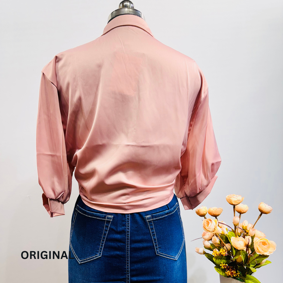 Plain Knotted Satin Shirt