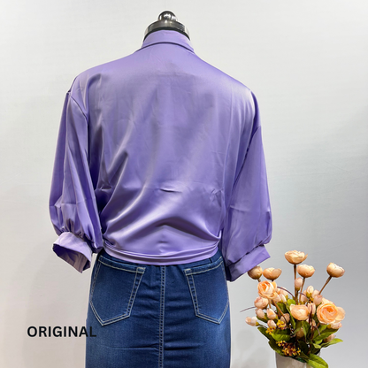 Plain Knotted Satin Shirt