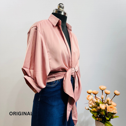 Plain Knotted Satin Shirt